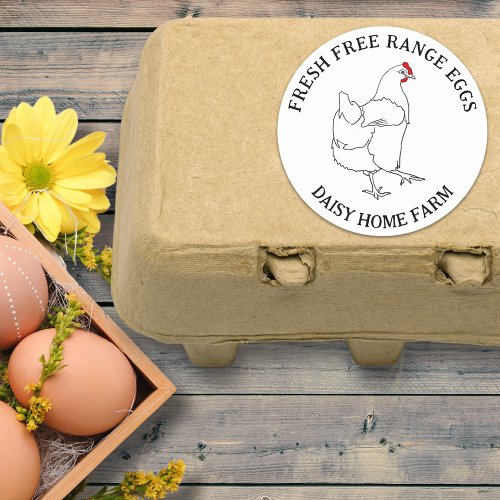 Fresh Free Range Chicken Egg Box Classic Round Sticker