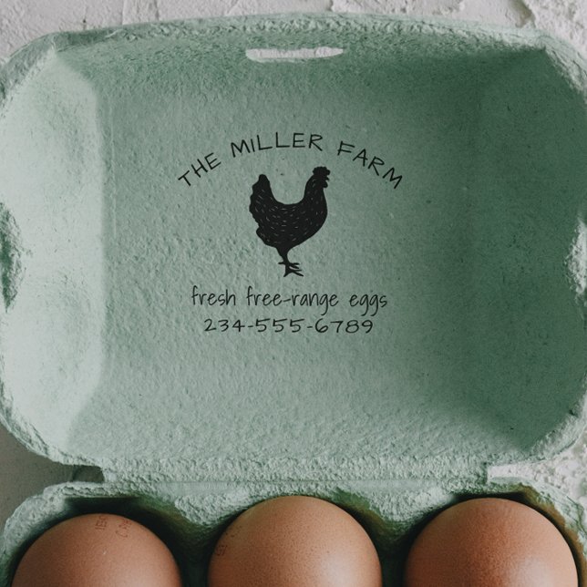 Fresh Free Range Eggs Family Farm Chicken Self-inking Stamp (Rubber Stamp Mock-up)
