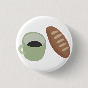 Fresh French Baguette And Coffee Cup Gift Button