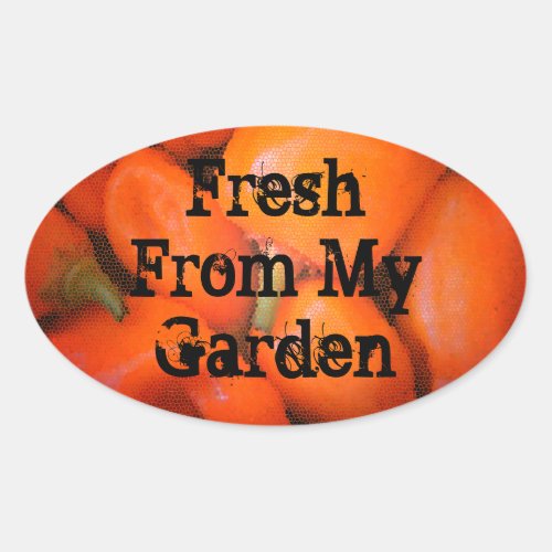 Fresh From Garden Mosaic Orange Chili Peppers Oval Sticker
