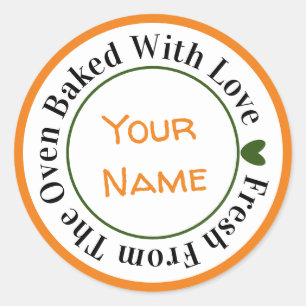 Fresh From the Oven Baked with Love Pumpkin Color Classic Round Sticker