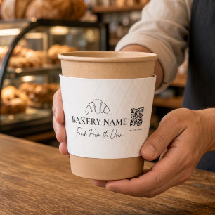 Fresh From The Oven Bakery Croissant QR Code Coffee Cup Sleeve