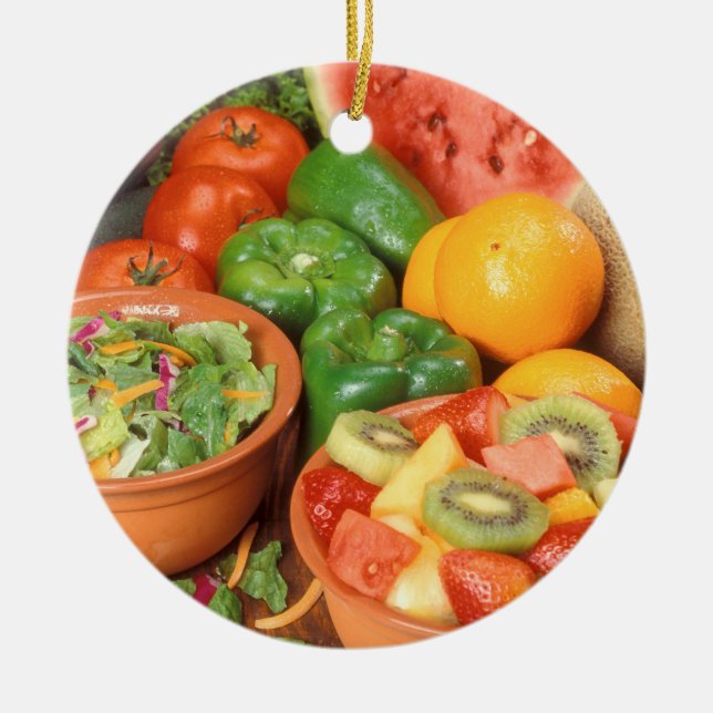 Fresh fruit and vegetables ceramic ornament (Front)