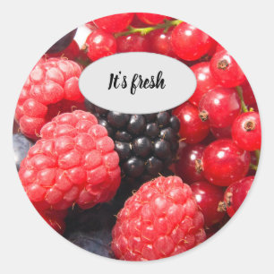 Fresh fruit berry cooking photo text classic round sticker