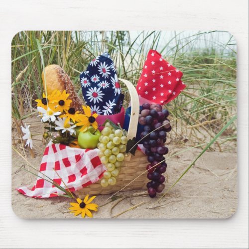 fresh fruit in beach basket mouse pad