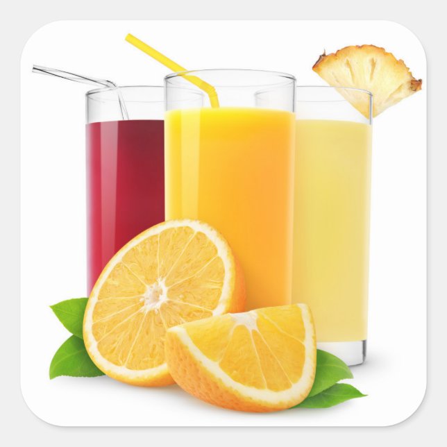Fresh fruit juices square sticker (Front)