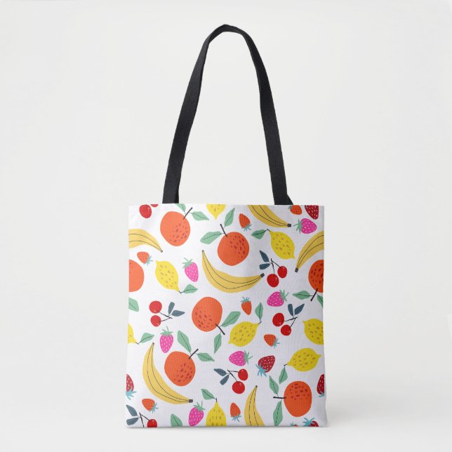 Fresh Fruit Medley' Colorful Pattern Tote Bag (Front)