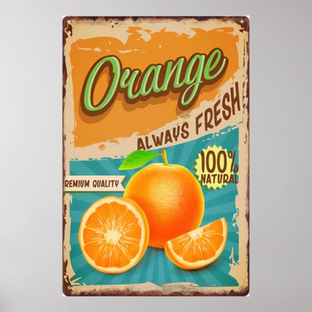 Fresh Fruit Orange vintage Poster (Front)