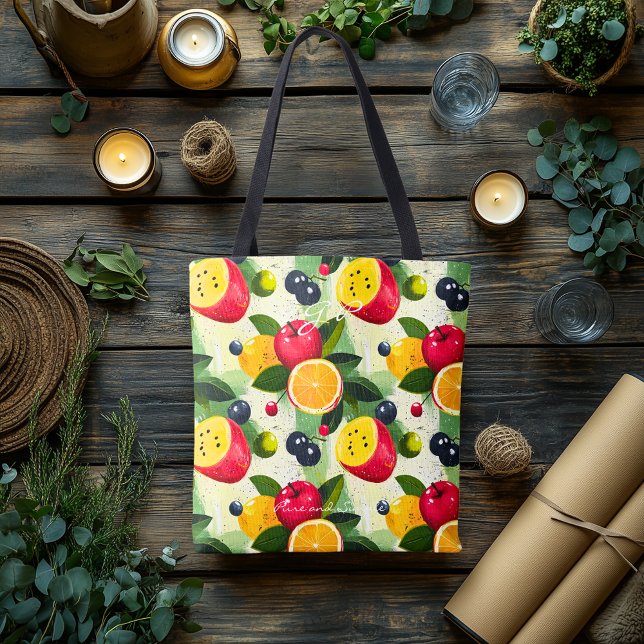 Fresh Fruit Pattern – Botanical Citrus and Berry  Tote Bag (Creator Uploaded)