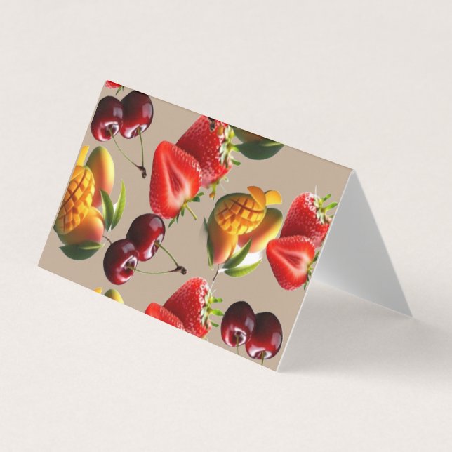 Fresh Fruit Pattern – Strawberry, Cherry & Mango A Business Card (Front)