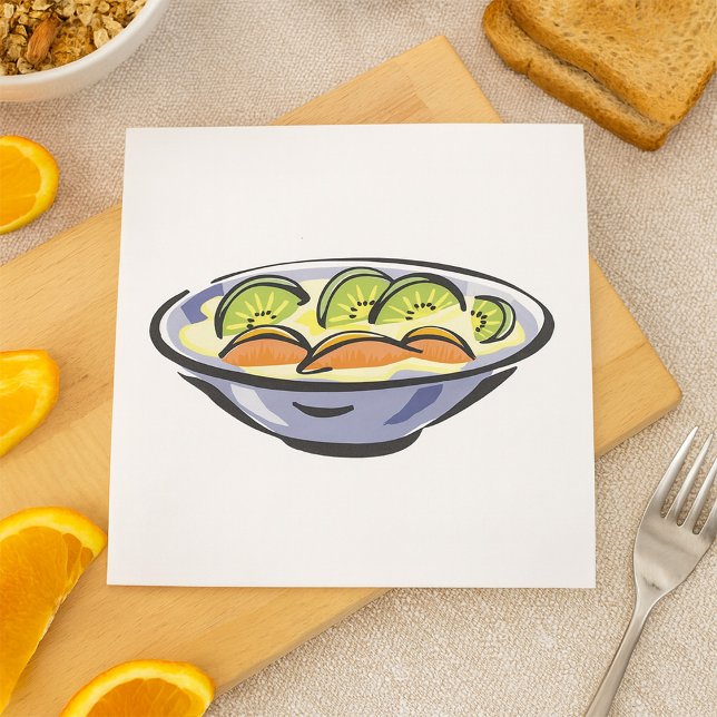 Fresh Fruit Salad Bowl with Kiwi and Orange Napkins (Creator Uploaded)