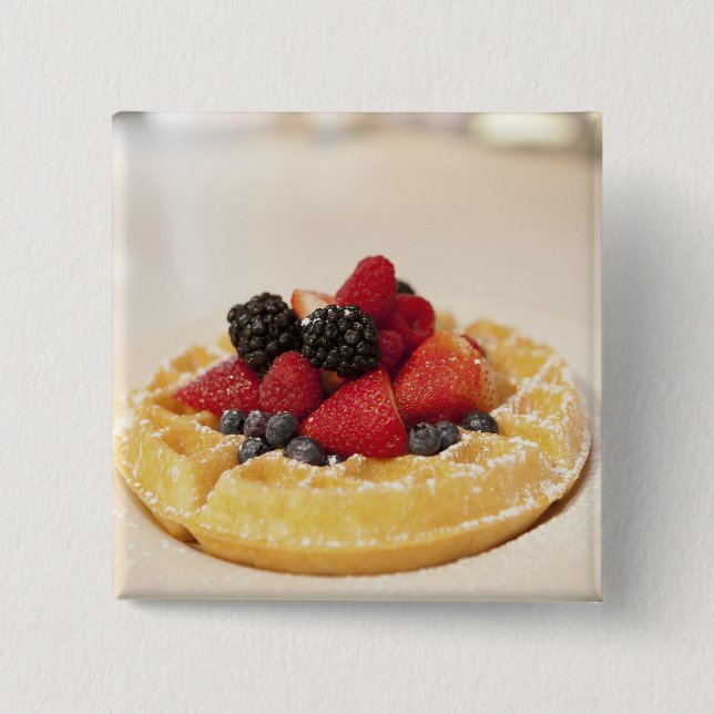 Fresh fruit waffle pinback button (Front)