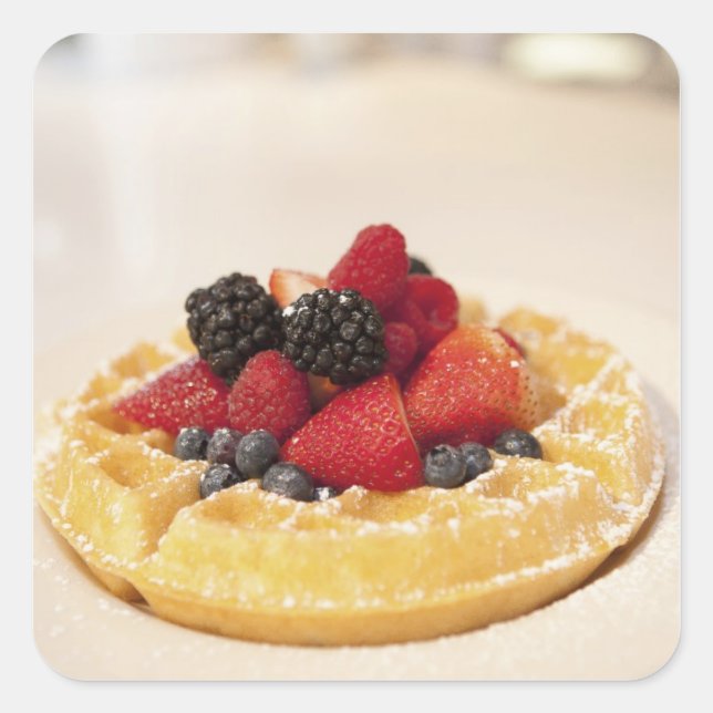 Fresh fruit waffle square sticker (Front)