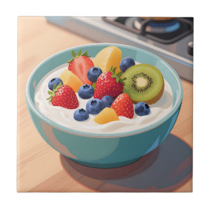 Fresh Fruit Yogurt Bowl Ceramic Tile
