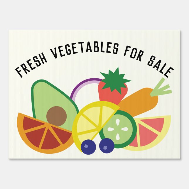 Fresh Fruits and Vegetables For Sale Farm Stand Sign (Front)