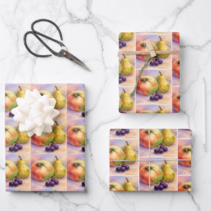 Fresh Fruits Apples Pears Rustic Gift Wrap