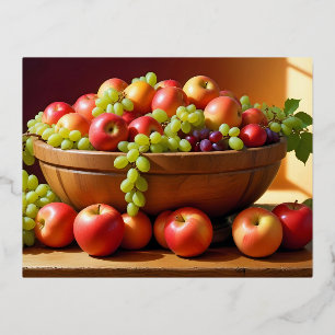 Fresh Fruits Assortment Healthy Colourful Food Foil Holiday Postcard