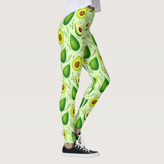 Fresh Fruits Background Avocado Pattern Leggings (Right)