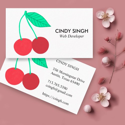 FRESH FRUITS cherries illustrated Business Card