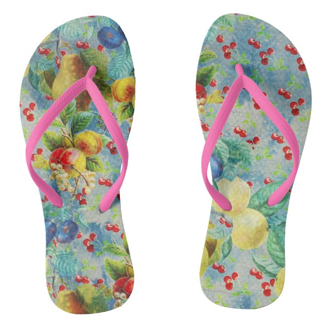 fresh fruits design flip flops (Footbed)