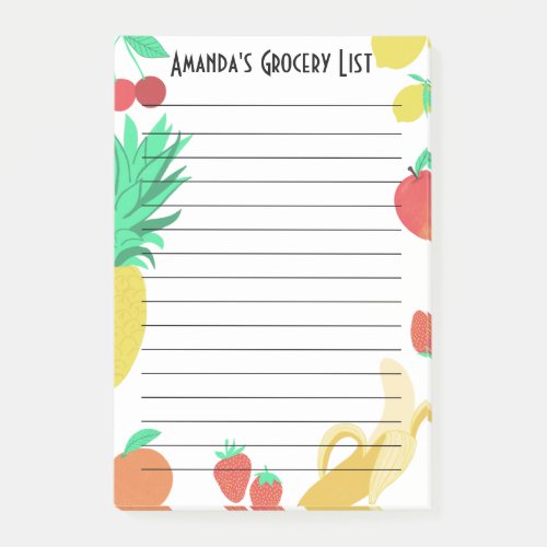 Fresh Fruits Grocery Shop List Meal Planning Post_it Notes