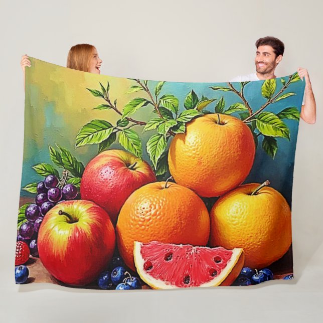 Fresh Fruits in a Perfect Mix Design Fleece Blanket (In Situ)