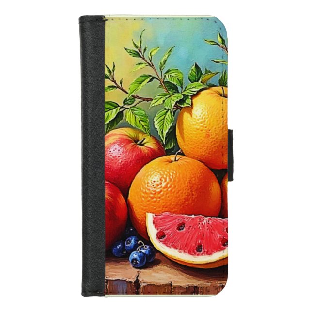 Fresh Fruits in a Perfect Mix Design iPhone Wallet Case (Front)