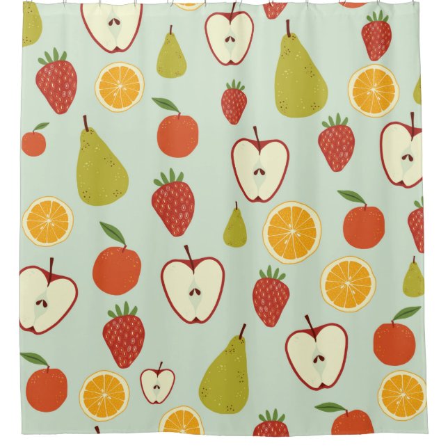 Fresh fruits in a seamless repeating pattern shower curtain (Front)