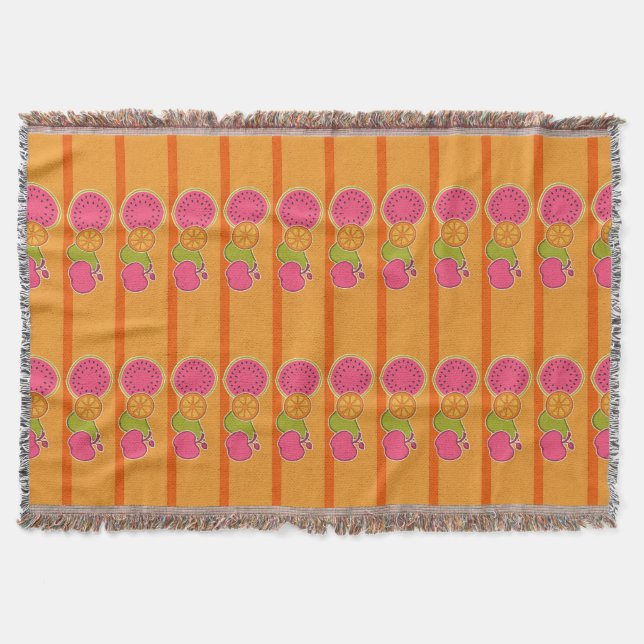 Fresh Fruits Orange Throw Blanket (Front)