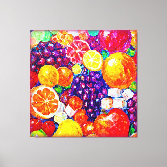"Fresh Fruits Pattern" Cute Art. Buy Now  Canvas Print (Front)