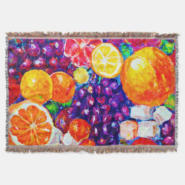 "Fresh Fruits Pattern" Cute Art. Buy Now  Throw Blanket (Front)