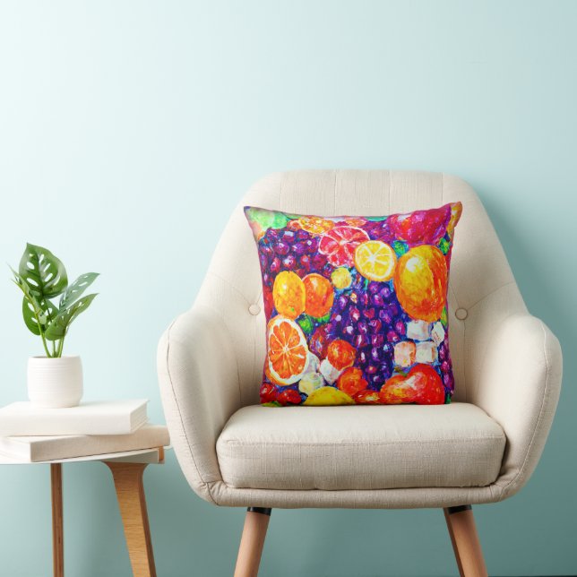 "Fresh Fruits Pattern" Cute Art. Buy Now  Throw Pillow (Chair)