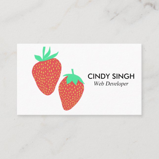 FRESH FRUITS: strawberries illustrated Business Card (Front)