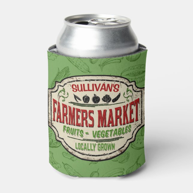 Fresh Garden ADD NAME Locally Grown Farmers Market Can Cooler (Can Front)