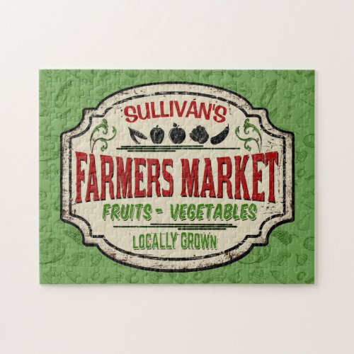 Fresh Garden ADD NAME Locally Grown Farmers Market Jigsaw Puzzle