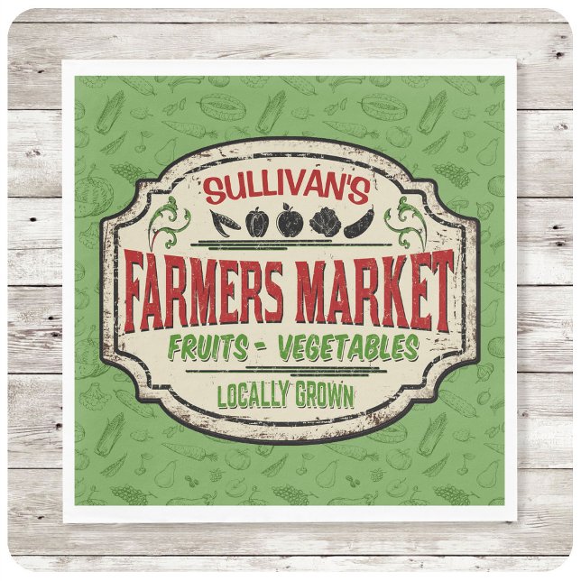 Fresh Garden ADD NAME Locally Grown Farmers Market Napkins (Creator Uploaded)