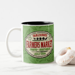 Fresh Garden ADD NAME Locally Grown Farmers Market Two-Tone Coffee Mug