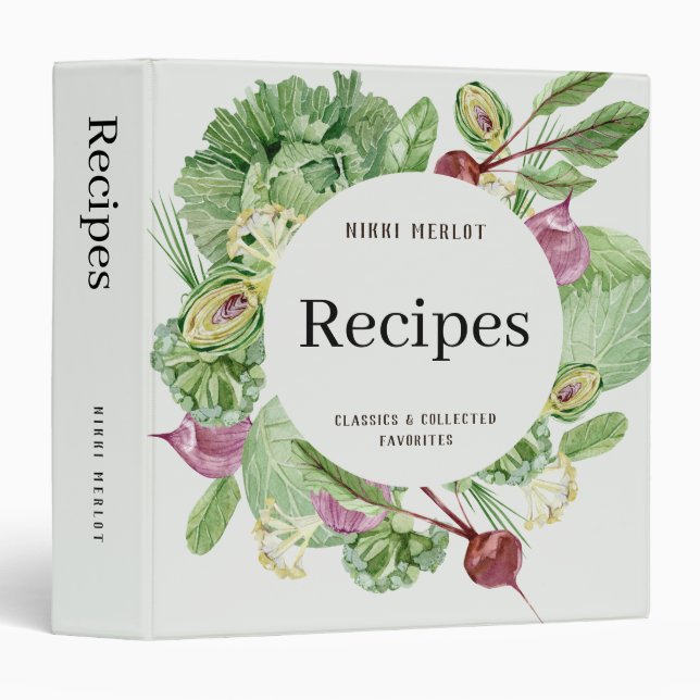 Fresh Garden Harvest Customizable Recipe Binder (Front/Spine)