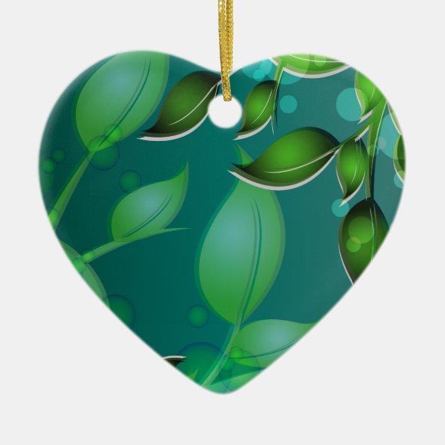 Fresh Garden Leaves Ceramic Ornament (Front)