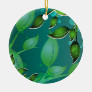 Fresh Garden Leaves Ceramic Ornament