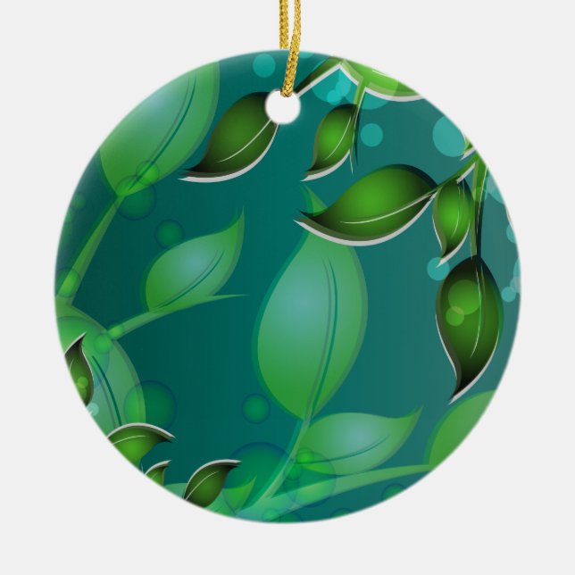 Fresh Garden Leaves Ceramic Ornament (Front)