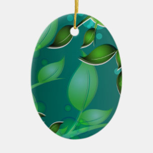 Fresh Garden Leaves Ceramic Ornament