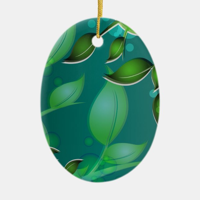 Fresh Garden Leaves Ceramic Ornament (Front)