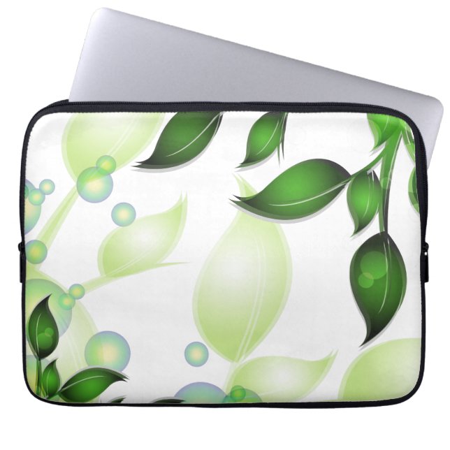 Fresh Garden Leaves on White Laptop Sleeve (Front)