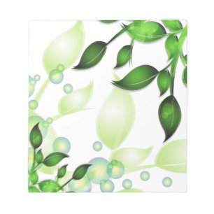 Fresh Garden Leaves on White Notepad