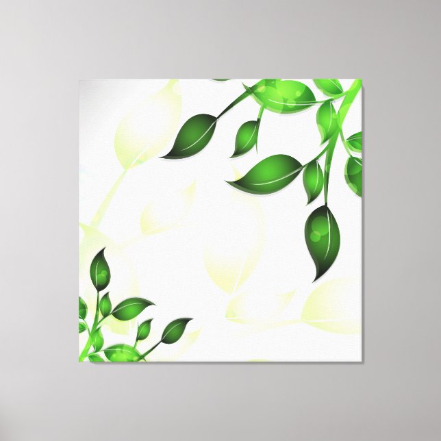 Fresh Garden Leaves on White  Wrapped Canvas Print (Front)