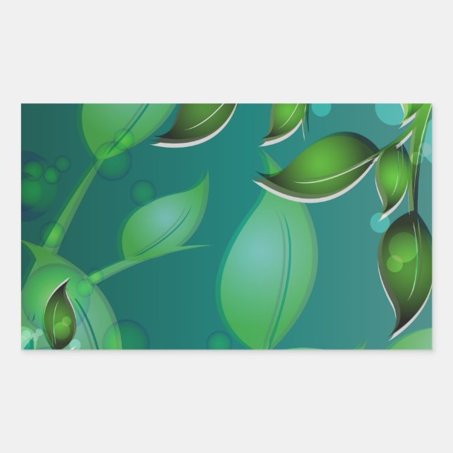 Fresh Garden Leaves Rectangular Sticker (Front)