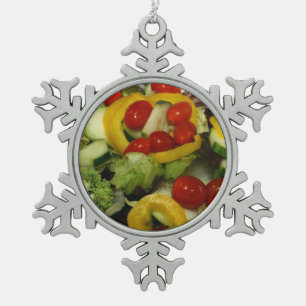 Fresh Garden Salad Snowflake Pewter Christmas Ornament