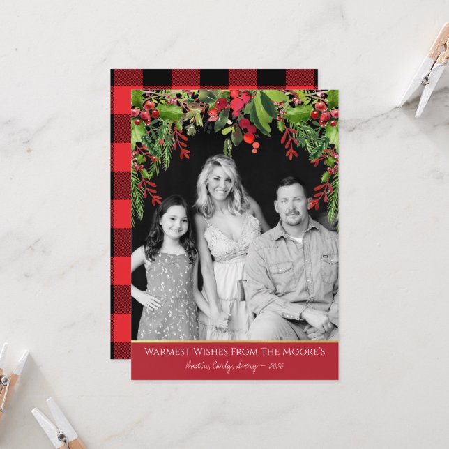 Fresh Garland Christmas Photo Card (Front/Back In Situ)
