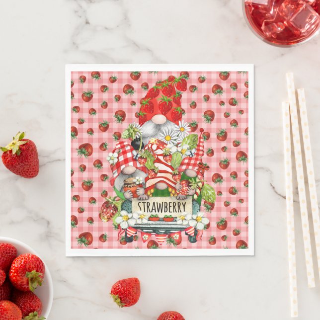 Fresh Gnome Strawberries Napkins (Insitu)